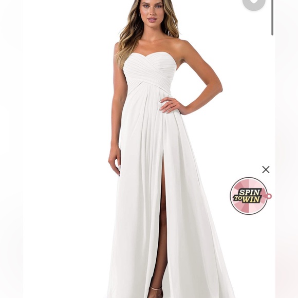 Azazie white maxi dress - yasmin (color getting retired!!!) sz 14 (L) - Picture 3 of 7